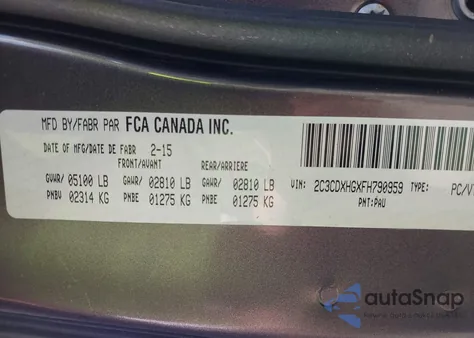 2015 Dodge Charger Sxt from USA, damaged, VIN 2C3CDXHGXFH790959